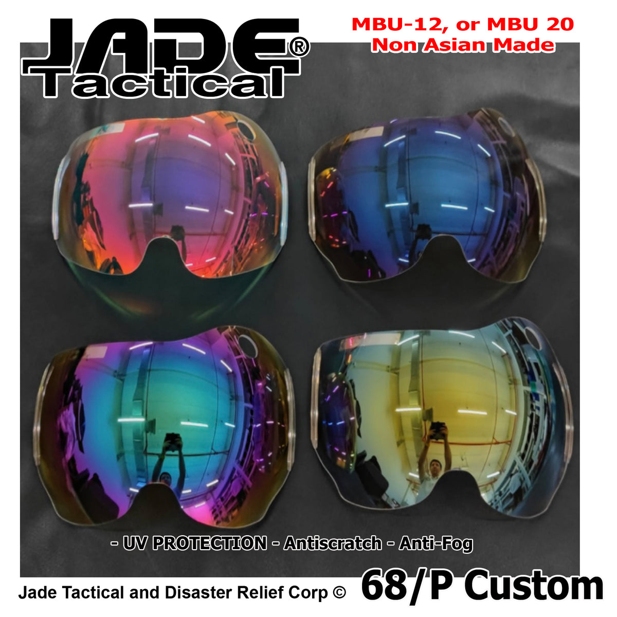 HGU-68, 55, 56/P Flight Helmet Iridium Visors – Jade Tactical