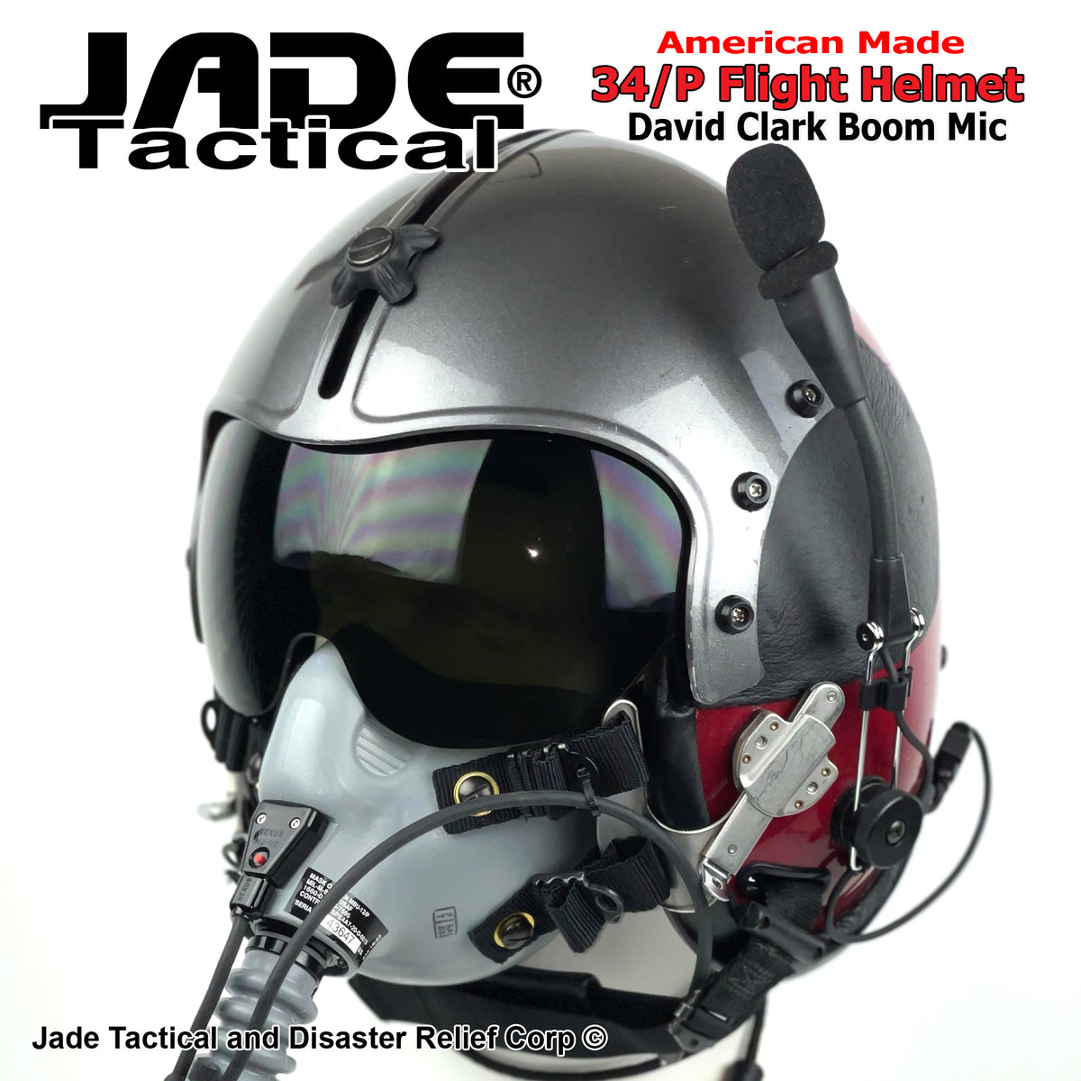 GENTEX 55/EE Flight Helmet USA Burgundy Charcoal Metallic – Jade